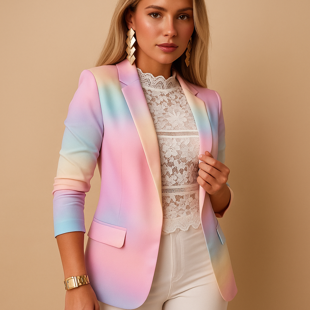 Montrel™ | Blazer élégant pour femme avec imprimé vif et col châle